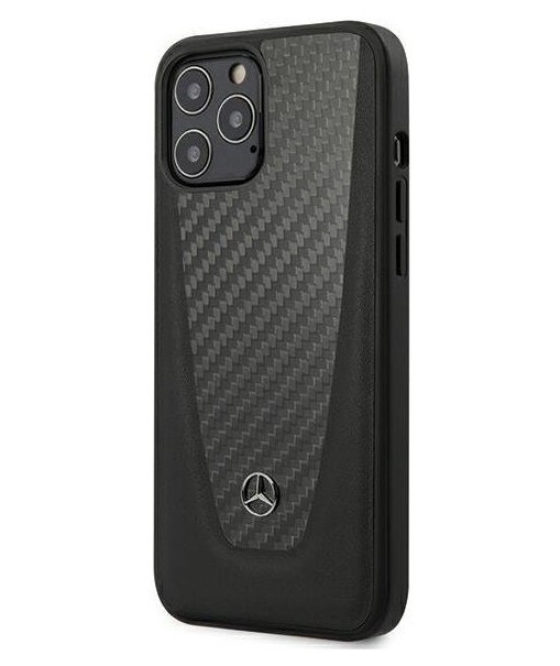 фото Чехол cg mobile mercedes dynamic genuine leather&real cabon iphone 12/12 pro черный