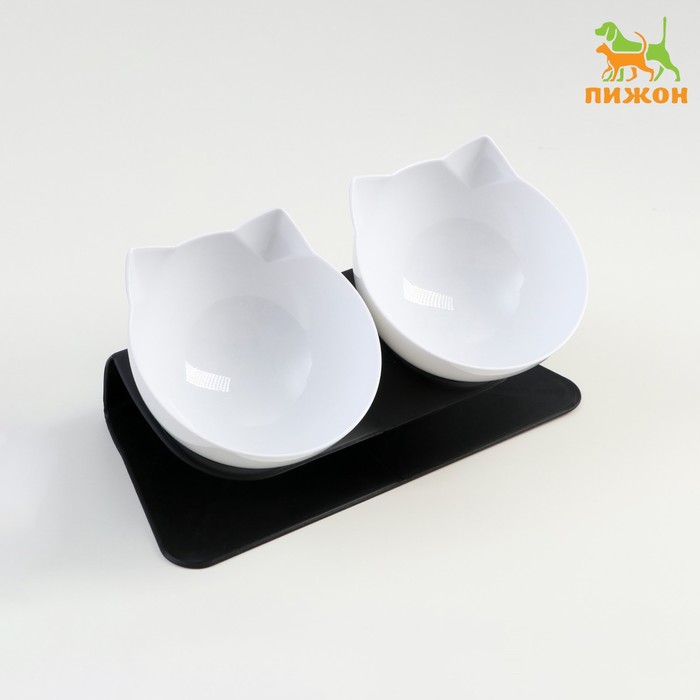 

Миски пластиковые на чёрной подставке 27,5 х 14 х 15 см белые, Белый;черный