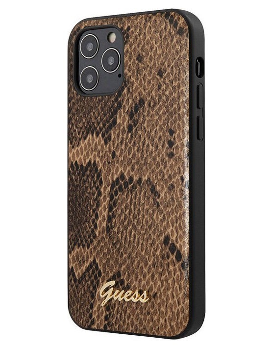 фото Чехол cg mobile guess python metal logo iphone 12/12 pro коричневый