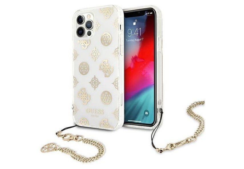 фото Чехол cg mobile guess peony + gold hand chain iphone 12 pro max прозрачный