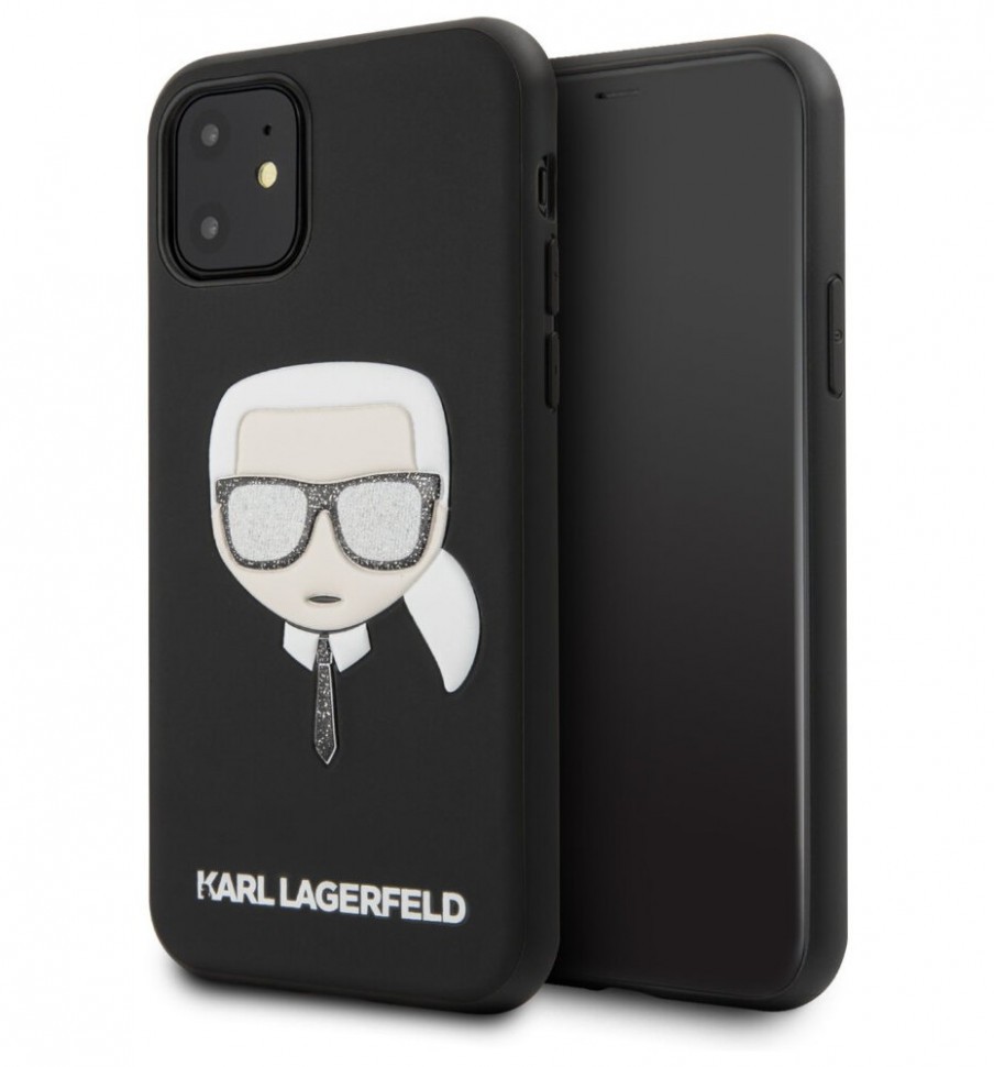 фото Чехол cg mobile karl lagerfeld leather iconic karl glitter iphone 11 черный