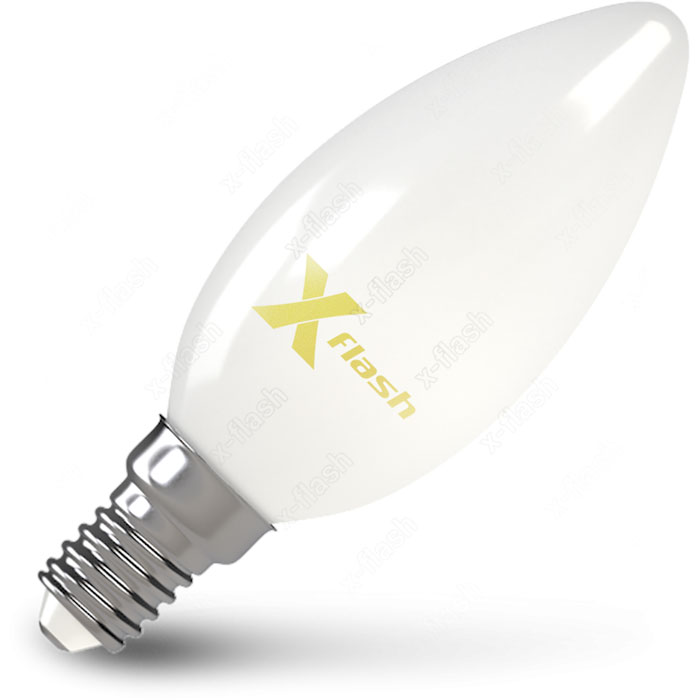 фото Светодиодная лампа x-flash filament c35 e14 4w 220v 4000k матовая 48502