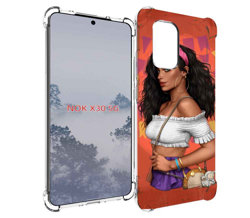 

Чехол MyPads девушка-с-сумкой-мулатка женский для Nokia X30 5G, Tocco