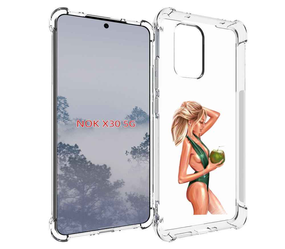 

Чехол MyPads девушка-с-кокосом-в-зеленом-купальнике женский для Nokia X30 5G, Tocco