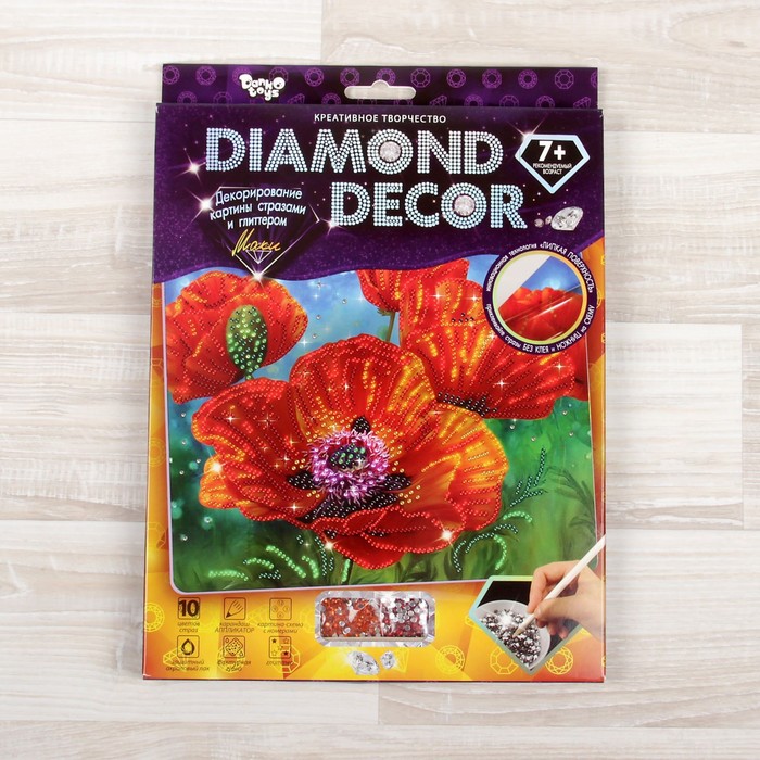 

Набор для создания мозаики «Маки» DIAMOND DECOR, планшетка без рамки