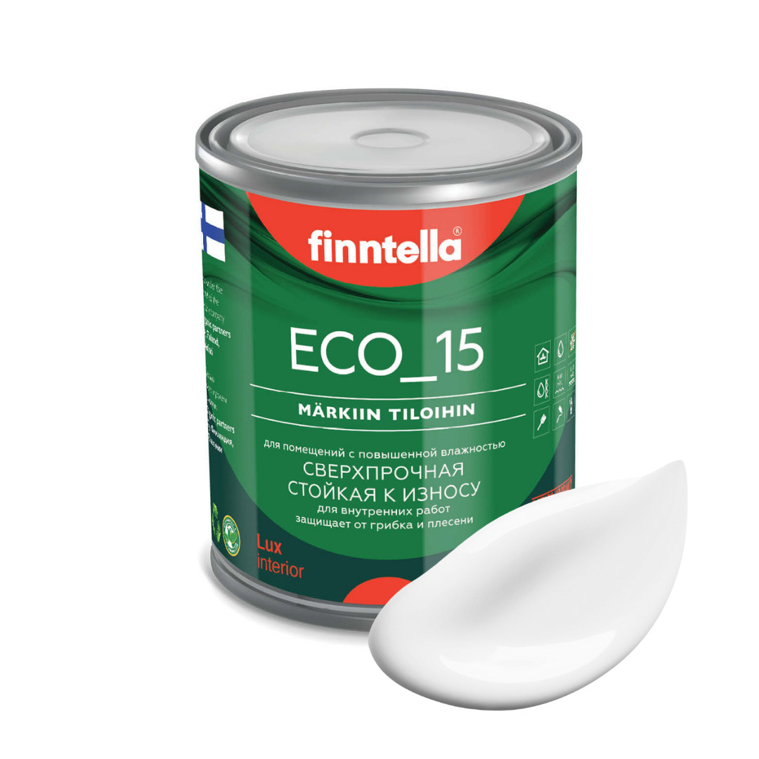 

Специализированная краска для кухонь и ванных комнат FINNTELLA ECO_15 с полиуретаном, моющ, Белый, интерьерная ECO_15 гладкая для ванных комнат и кухни