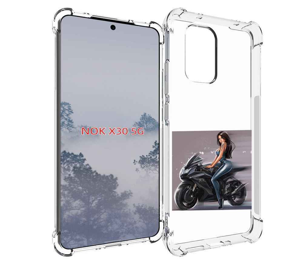 

Чехол MyPads девушка-на-мотоцикле для Nokia X30 5G, Tocco