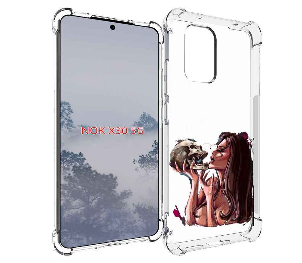 

Чехол MyPads девушка-модель-с-черепом для Nokia X30 5G, Tocco