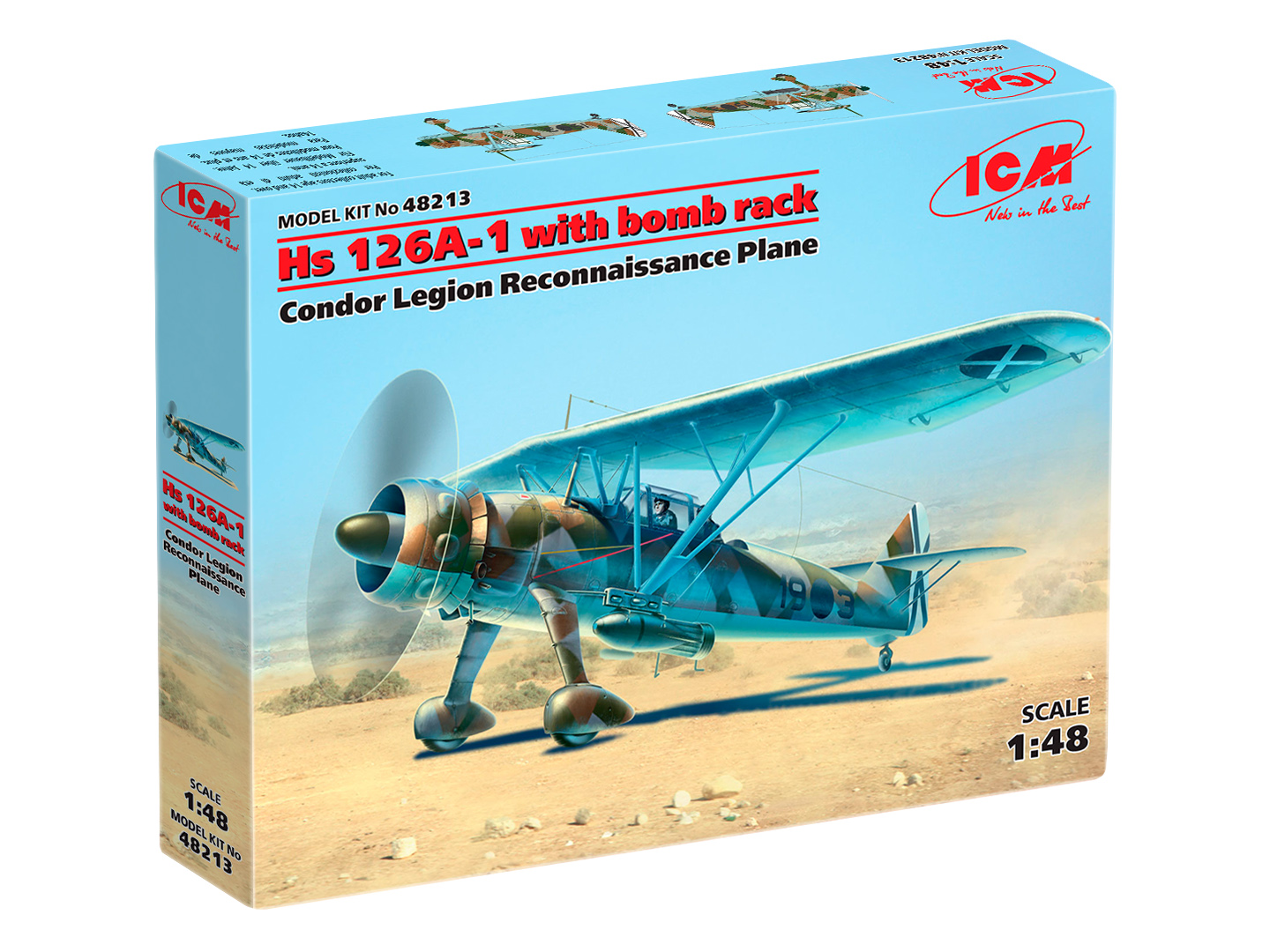 

Сборная модель ICM 1/48 Самолет-разведчик Легиона Кондор Hs 126A-1 с бомбодержателем 48213