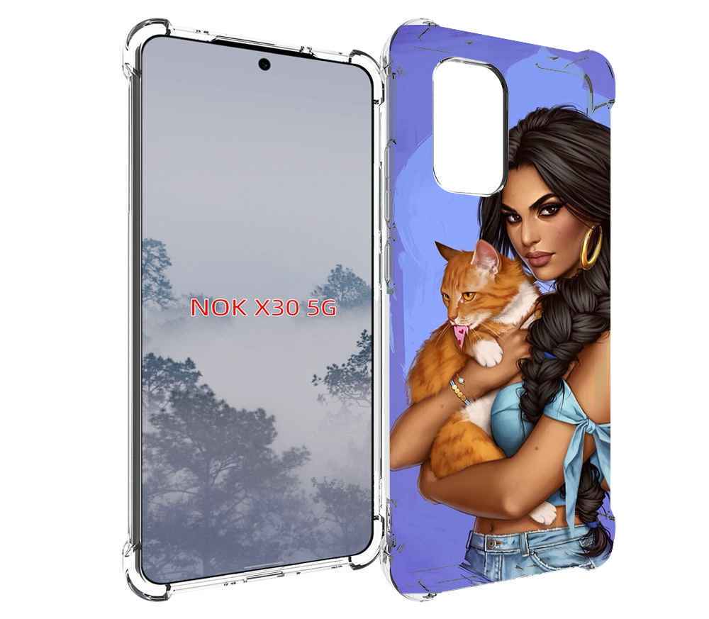 

Чехол MyPads девушка-красивая-с-синим-фоном женский для Nokia X30 5G, Tocco