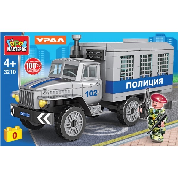 

Конструктор Урал. Полиция, 100 деталей Город мастеров, 3210-KK