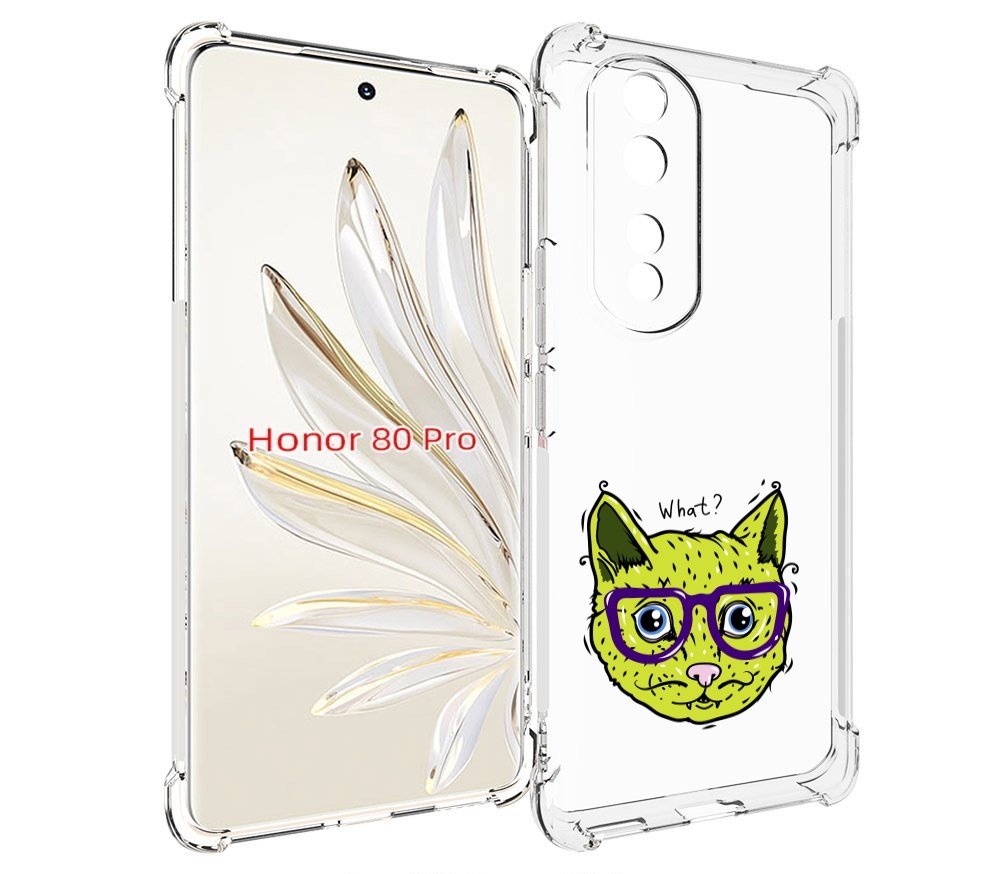 

Чехол MyPads Зеленый кот для Honor 80 Pro, Прозрачный, Tocco