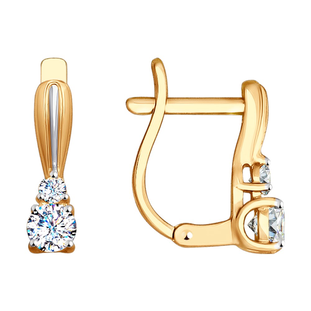 

Серьги из красного золота с фианитом Diamant 31-120-00108-1, 31-120-00108-1