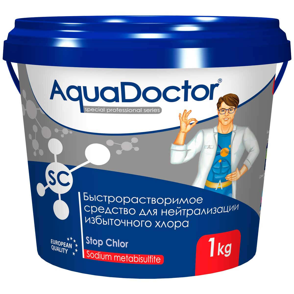 

Дезинфицирующие средства для бассейна AquaDoctor SC Stop Chlor 1 кг, SC Stop Chlor