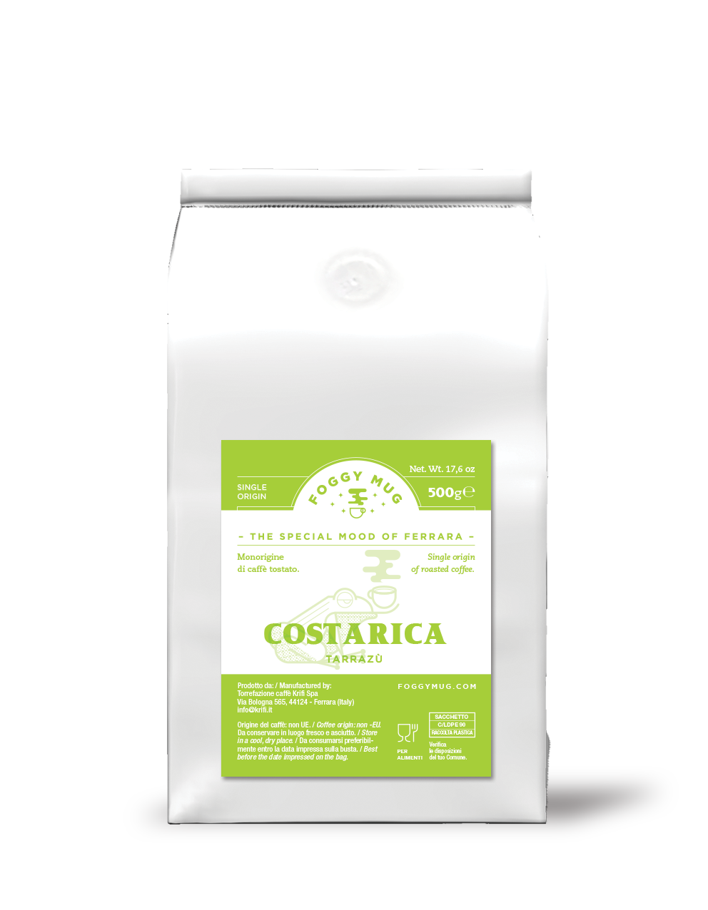 

Кофе в зернах Foggy Mug Costarica, 500 г, Кофе в зернах