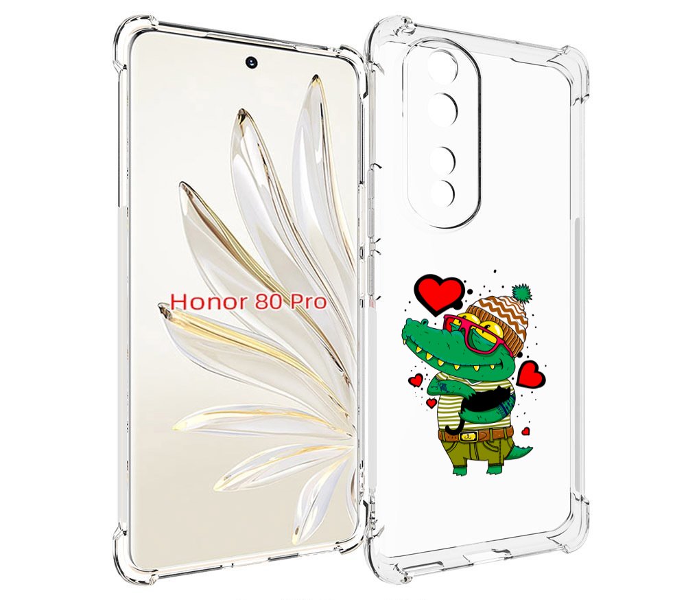 

Чехол MyPads Влюбленный крокодил для Honor 80 Pro, Прозрачный, Tocco