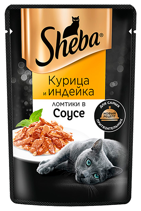 

Влажный корм для взрослых кошек Sheba курица и индейка повседневный, 75 г