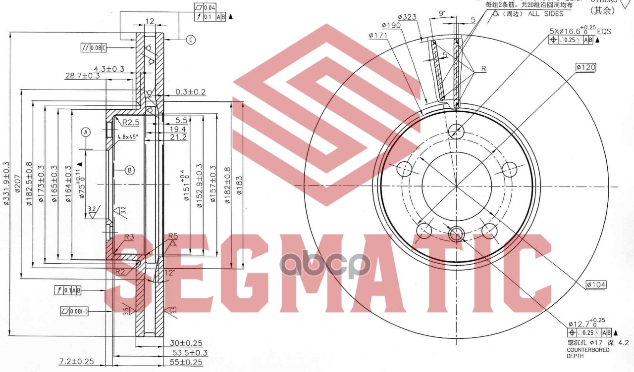 

Диск тормозной SEGMATIC SBD30093216