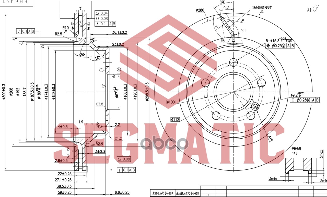 Диск тормозной SEGMATIC SBD30093214