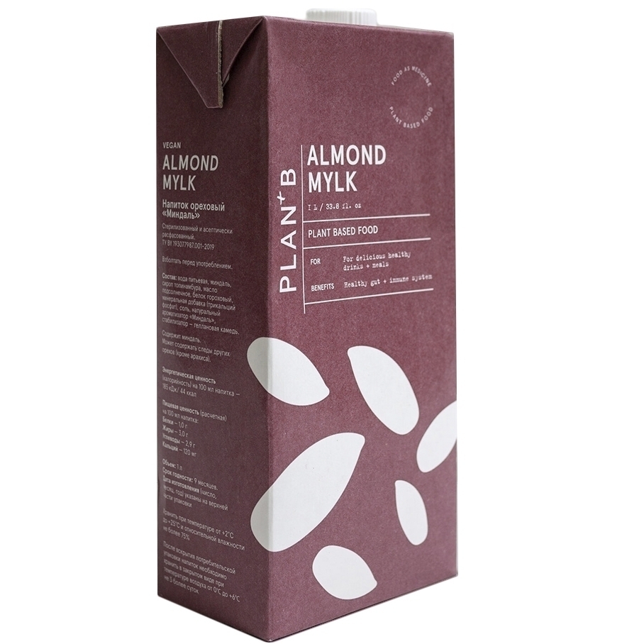 Напиток растительный Planto миндальный, без сахара, 1,2%, 1 л