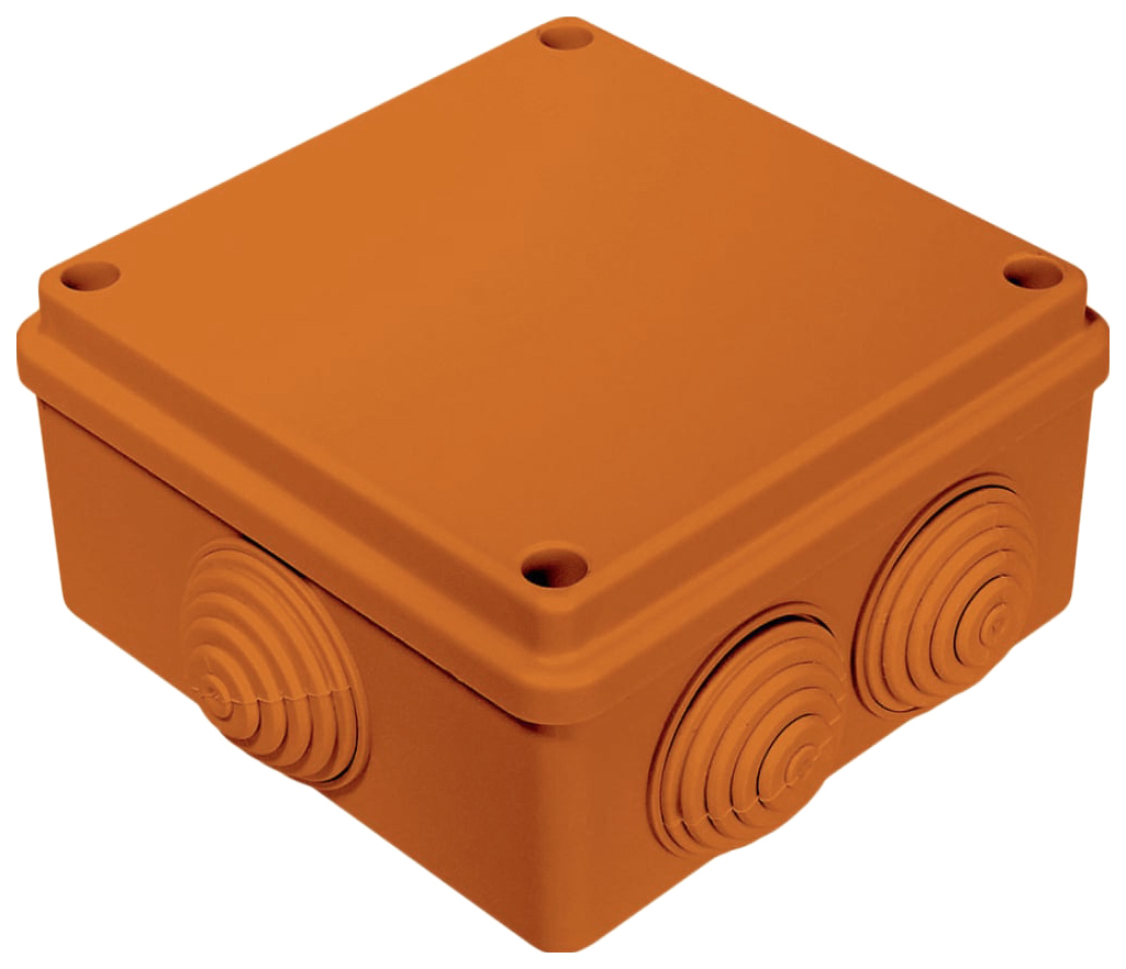 Экопласт JBS100 Коробка огн. E110, о/п 100х100х55, 6 вых., IP55, 6P, цвет оранж 43017HF