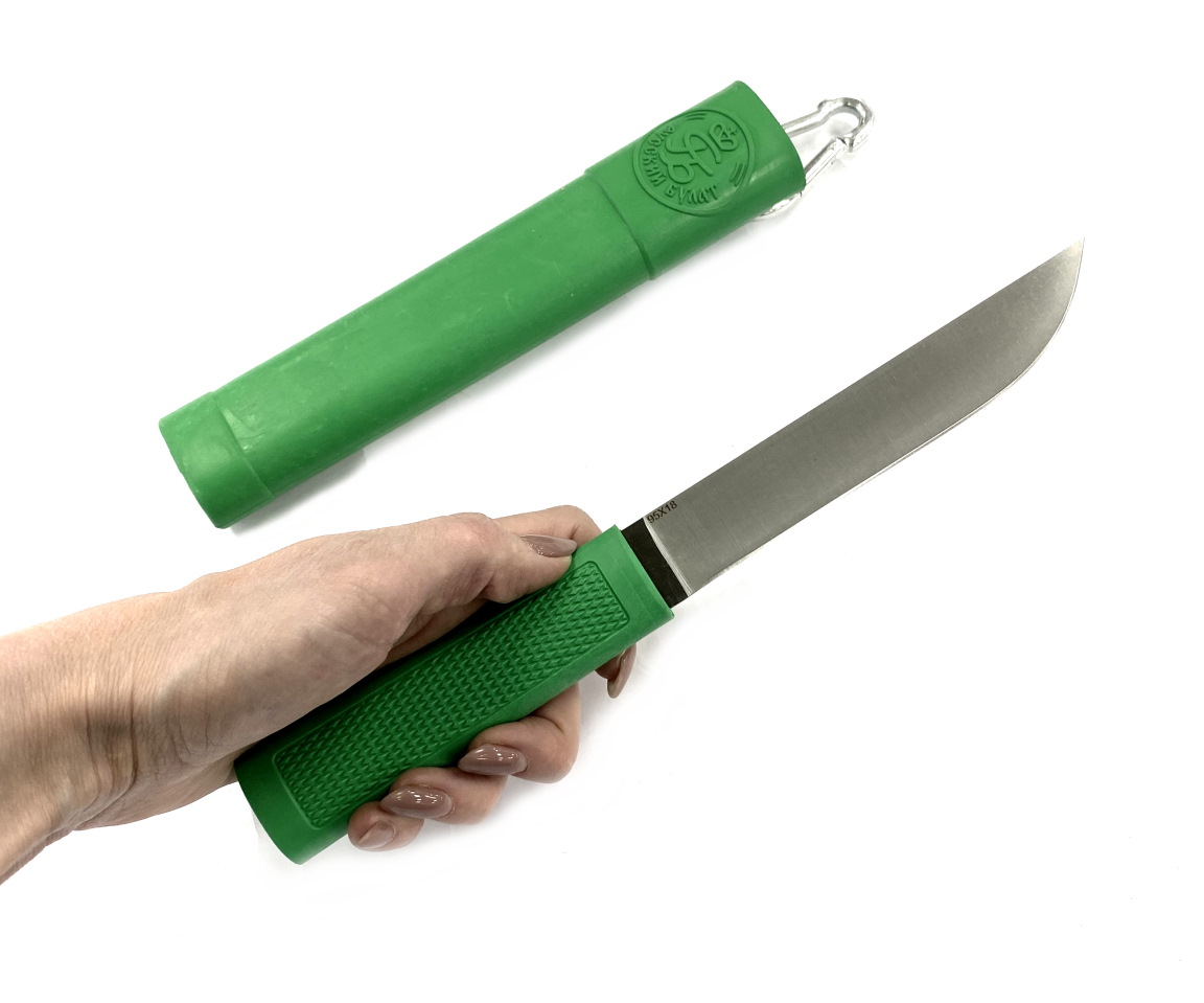 Нож Русский булат Алтайский РС, сталь 95х18, резинопластик, зеленый