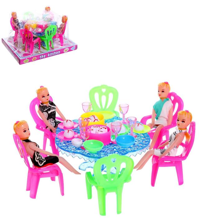 фото Мебель для кукол с куклами и аксессуарами, цвета микс nobrand