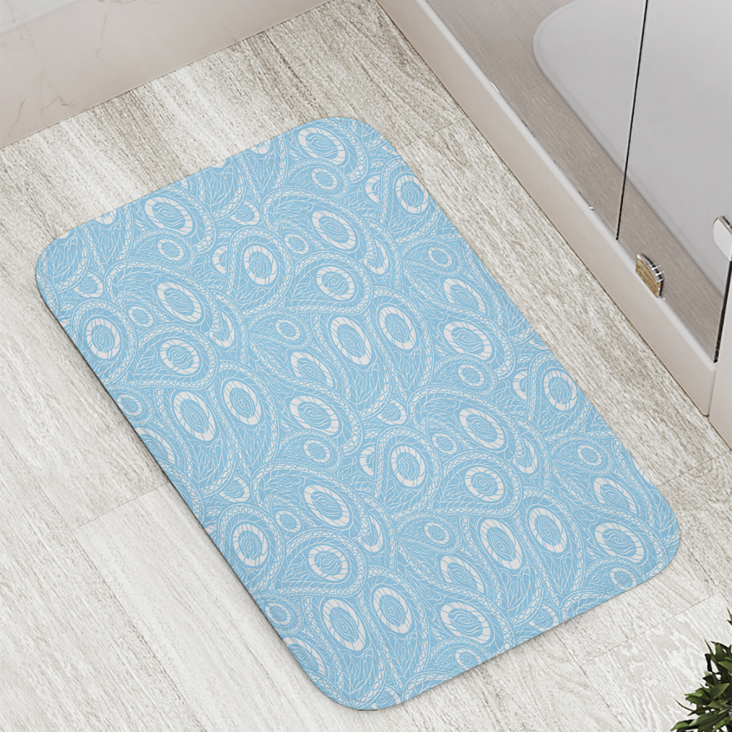 

Коврик противоскользящий JoyArty "Структурные пейсли" для ванной, сауны, бассейна, 77х52см, Структурные пейсли