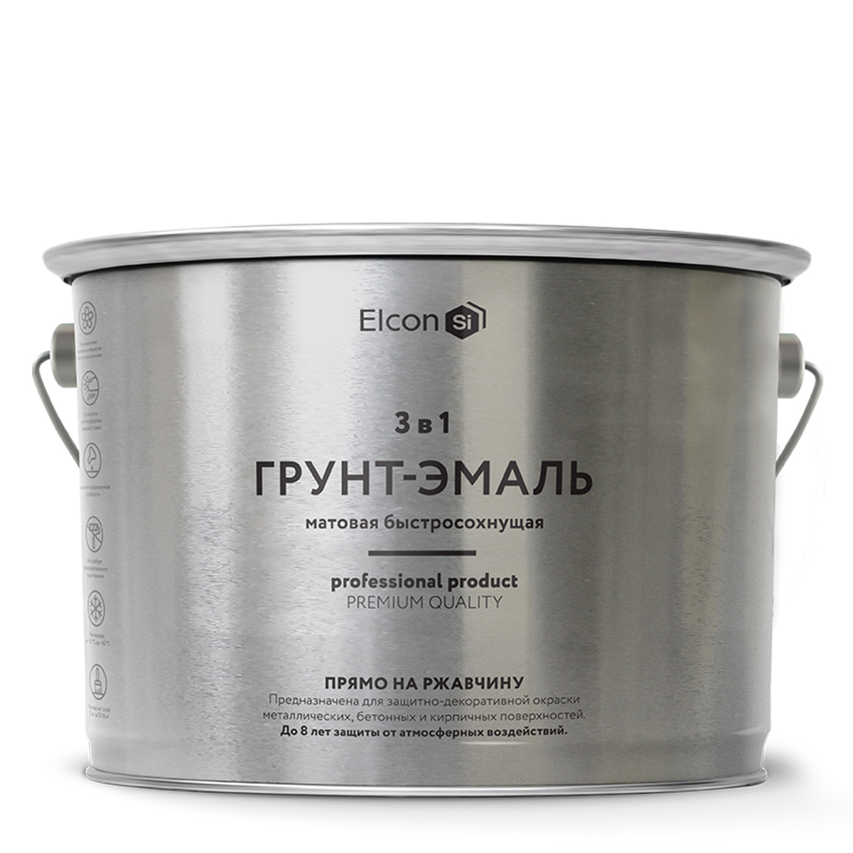 фото Грунт-эмаль elcon по ржавчине, матовая, 3 в 1, чёрная, 2 кг