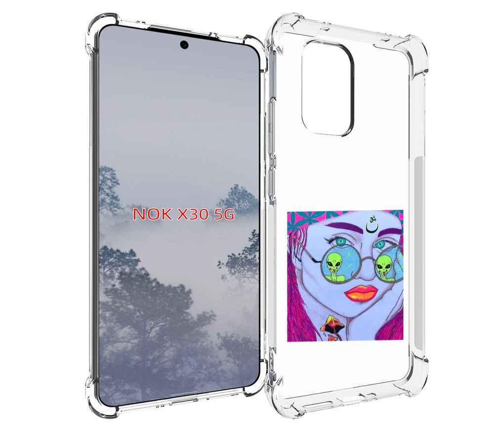 

Чехол MyPads девушка с инопланетянами в очках женский для Nokia X30 5G, Tocco