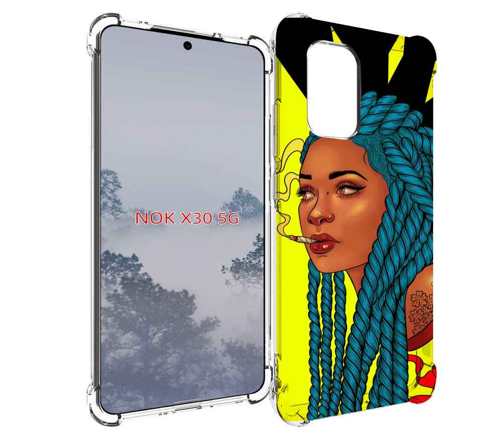 

Чехол MyPads девушка с запутанными волосами синий женский для Nokia X30 5G, Tocco