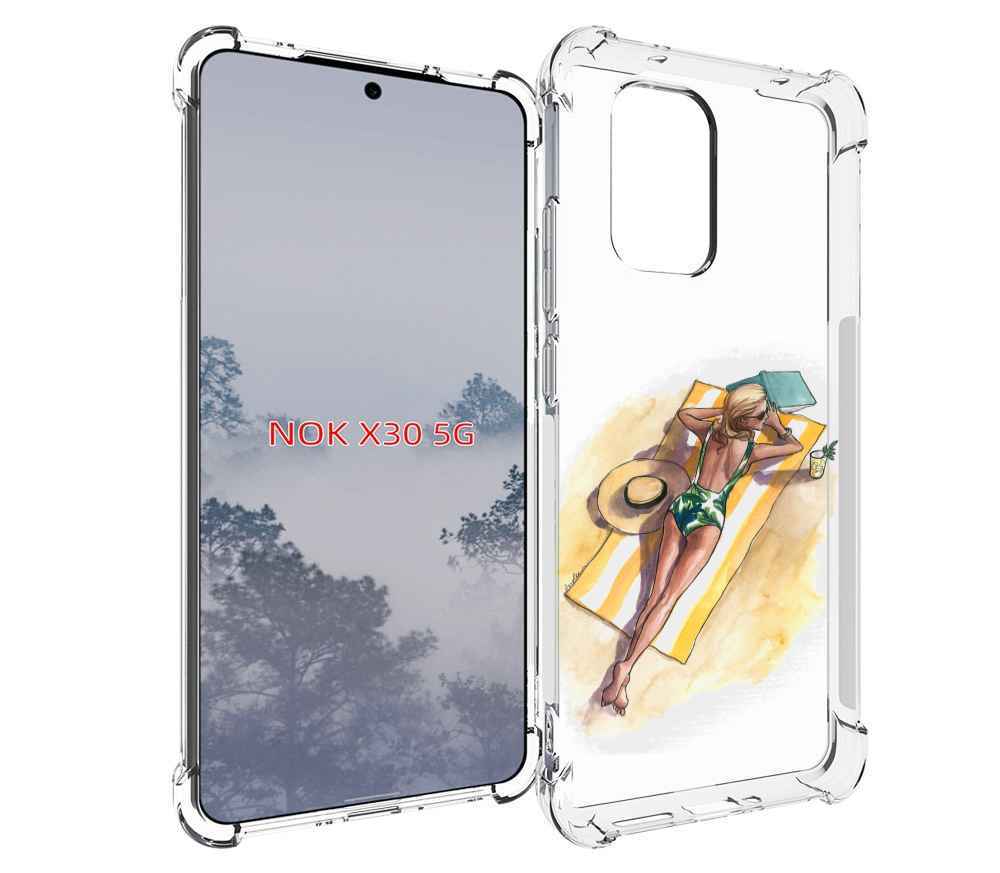 

Чехол MyPads девушка на пляже женский для Nokia X30 5G, Tocco