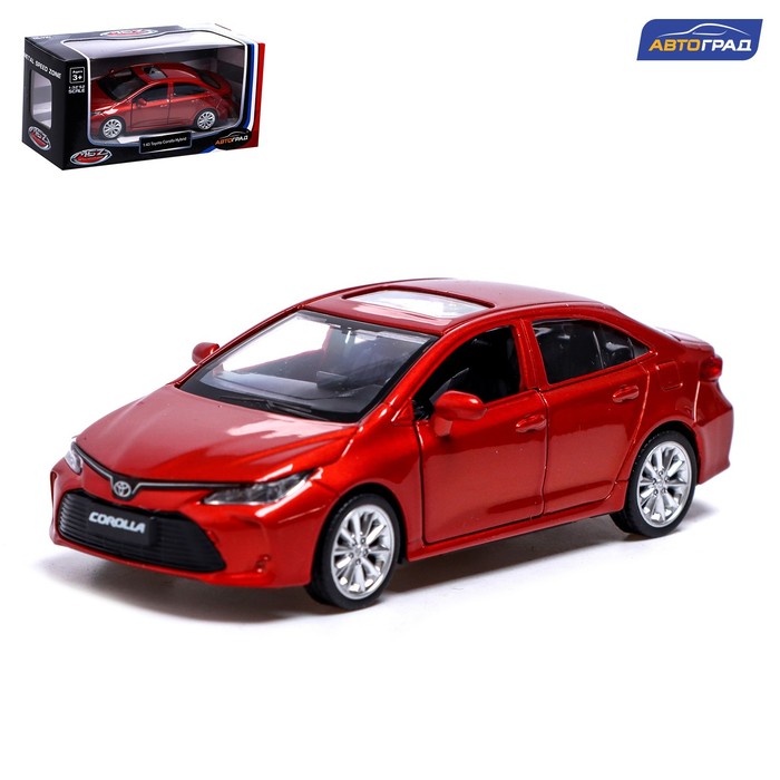 фото Машина металлическая автоград toyota corolla hybrid, 1:43, инерция, откр. двери, красный