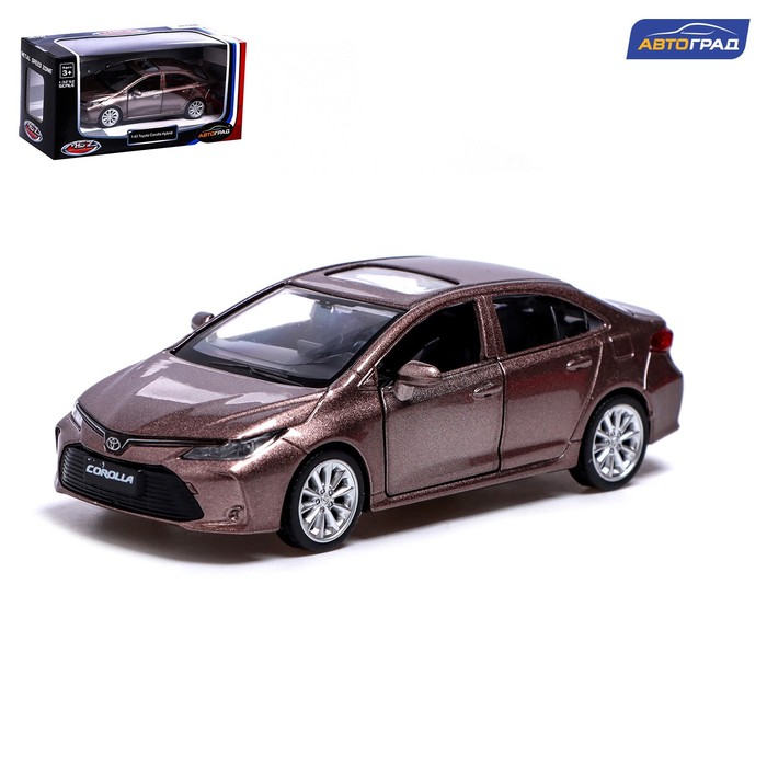 фото Машина металлическая автоград toyota corolla hybrid, 1:43, инерция, откр. двери, серый