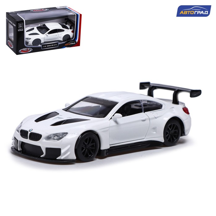 фото Машина металлическая автоград bmw m6 gt3, 1:44, инерция, откр. двери, белый 7389669