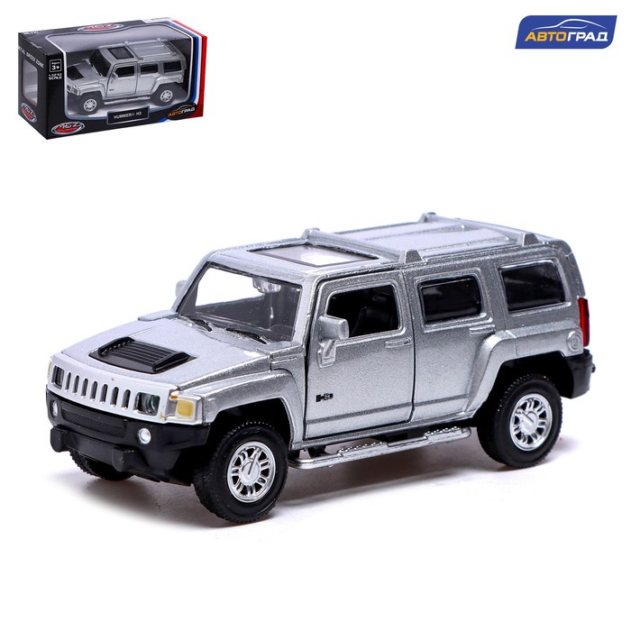 фото Машина металлическая автоград hummer h3, 1:43, инерция, откр. двери, серый 7389641