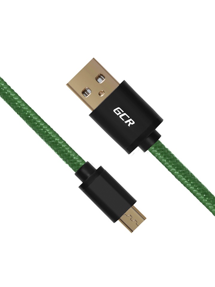 

Кабель GCR GCR-UA12A 0.5м MicroUSB, зеленый черные коннекторы нейлон, GCR-UA12A