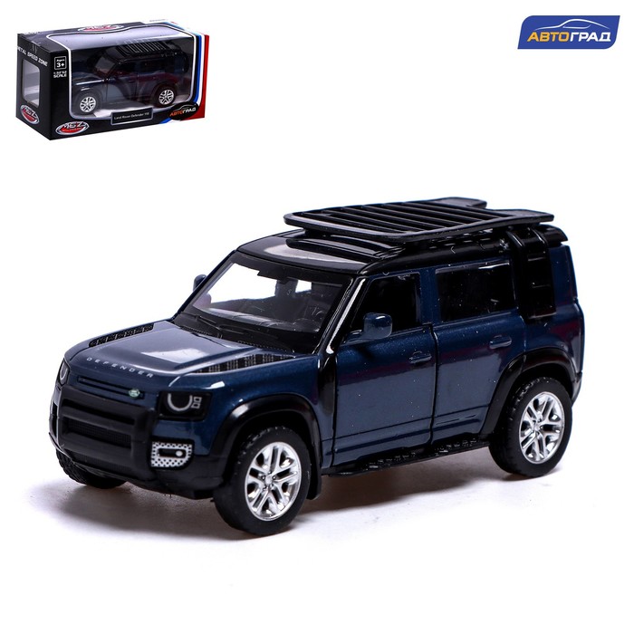 фото Машина металлическая автоград land rover defender 110, 1:43, инерция, откр. двери, синий