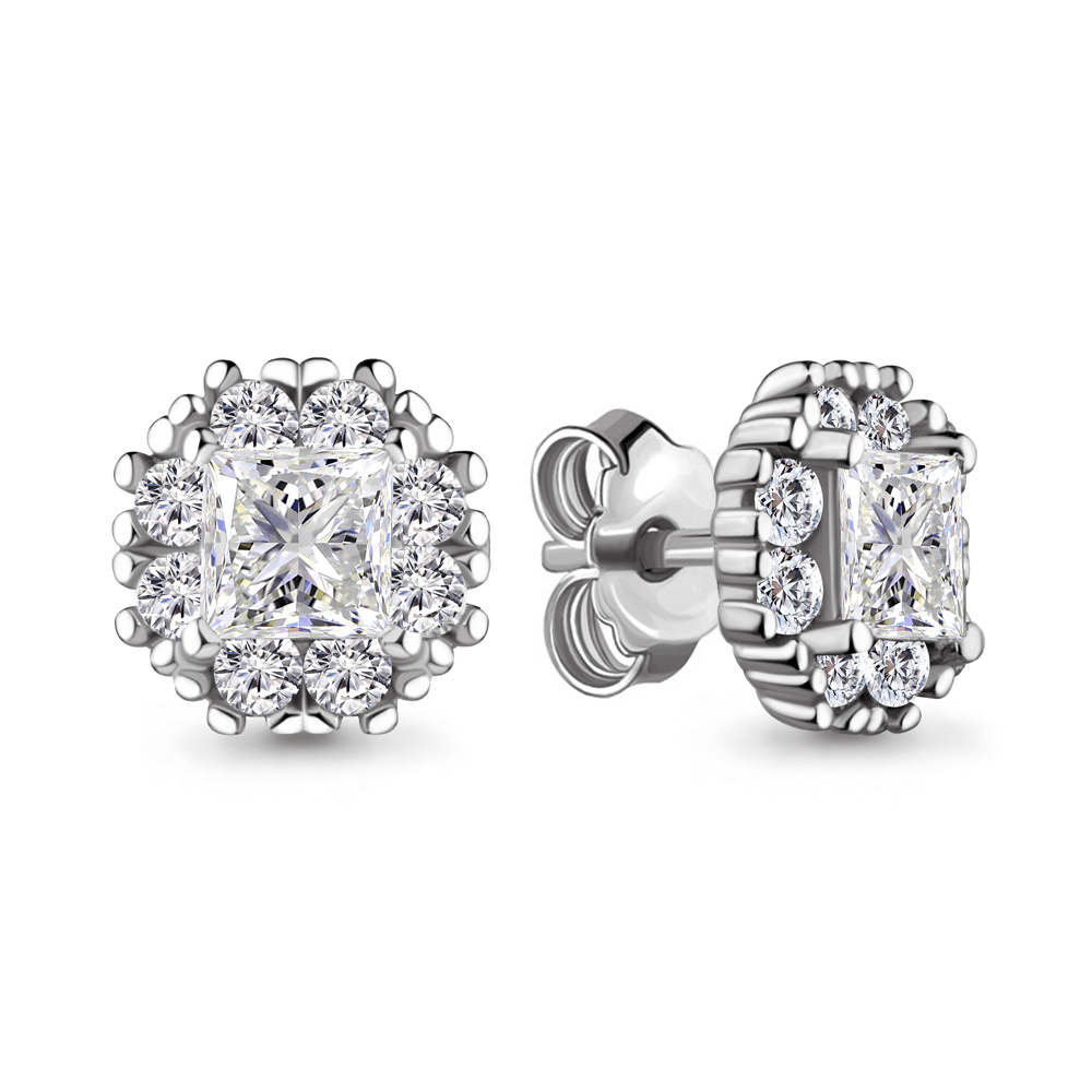 

Серьги-пусеты из серебра с фианитом Aquamarine 41120А_925_р, 41120А_925_р