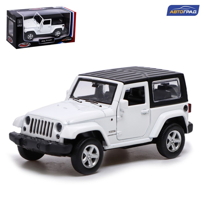 фото Машина металлическая автоград jeep wrangler, 1:42, инерция, откр. двери, белый 7389622