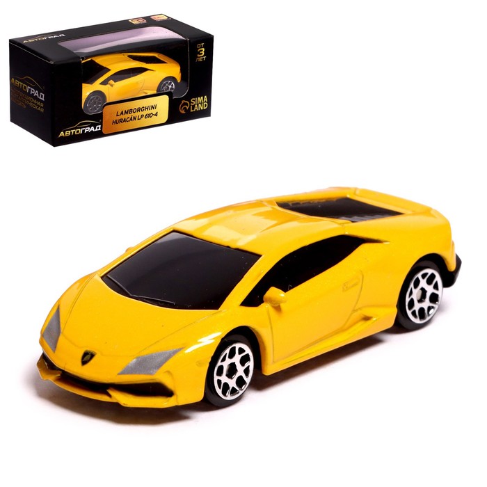 Машина металлическая Автоград LAMBORGHINI HURACAN LP610-4, 1:64, жёлтый 7335845 bburago 1 32 lamborghini lp610 4 simulation alloy car model plexiglass dustproof display base packaging series collect gift toy