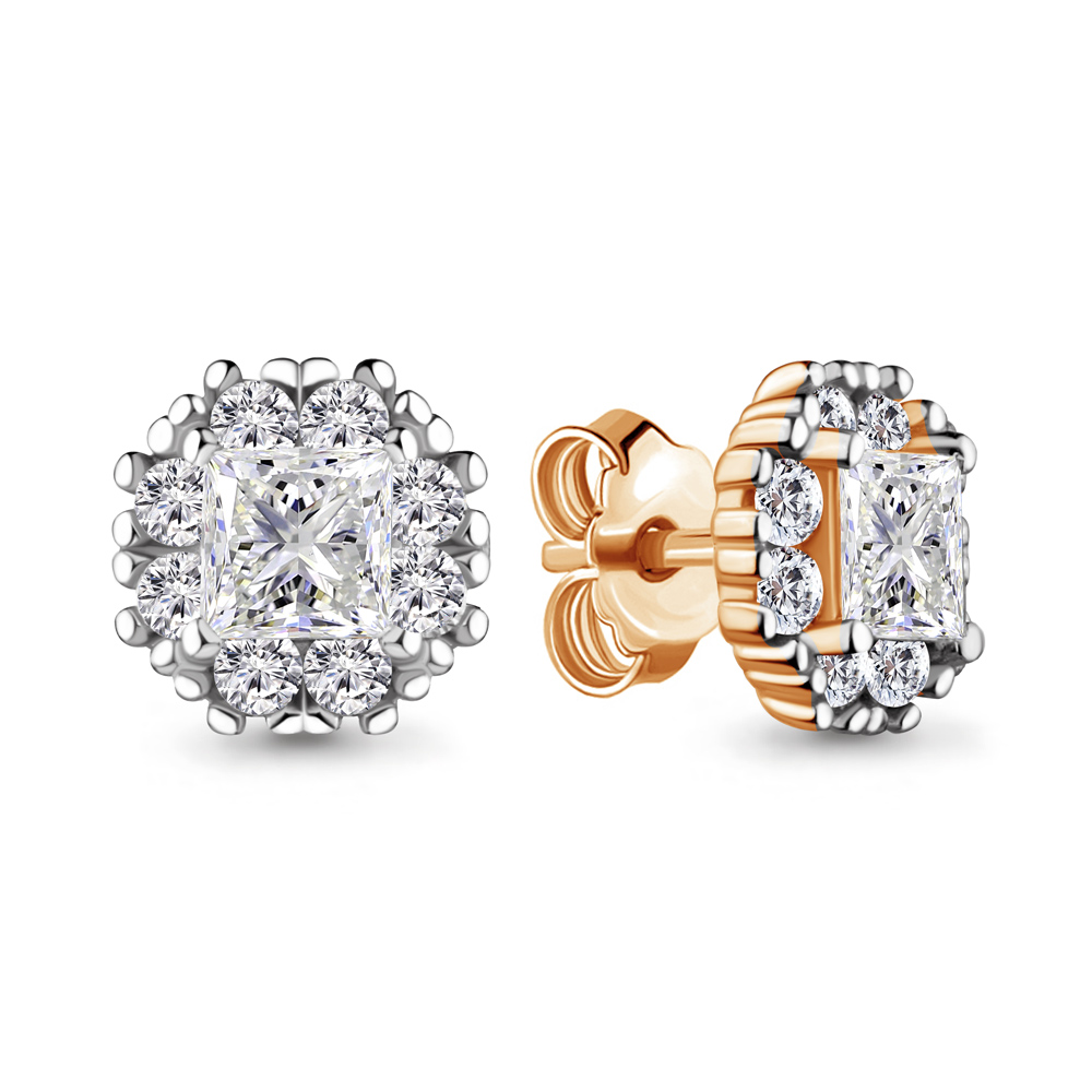 

Серьги-пусеты из серебра с фианитом Aquamarine 41120А_925_з, 41120А_925_з