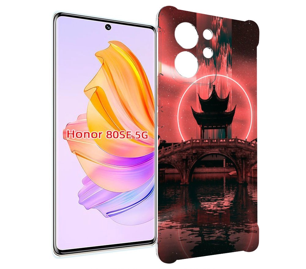 

Чехол MyPads японский мост красный фон для Honor 80 SE, Прозрачный, Tocco