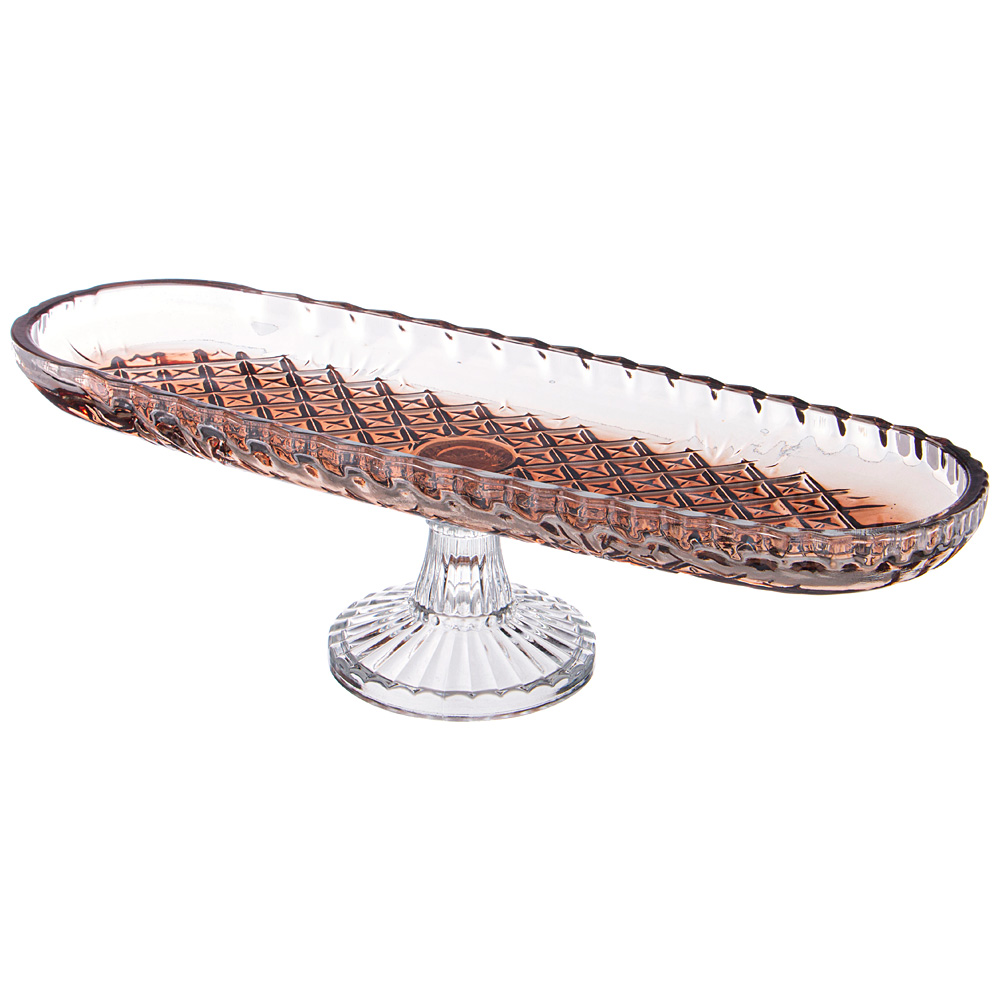 Блюдо на ножке Alegre Glass Brown 39x14 см