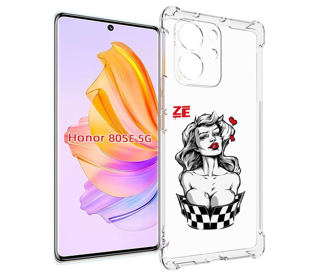 

Чехол MyPads черно белая девушка с красными губами женский для Honor 80 SE, Прозрачный, Tocco