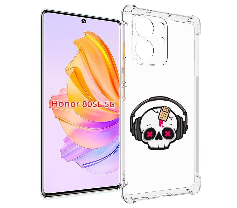 

Чехол MyPads черепок в наушниках для Honor 80 SE, Прозрачный, Tocco