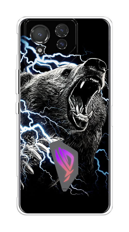 

Чехол на Asus ROG Phone 8 "Гроза и медведь", Черный;серый;серебристый, 45150-1