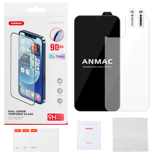 Защитное стекло iPhone 11 Pro 9D + пленка назад ANMAC