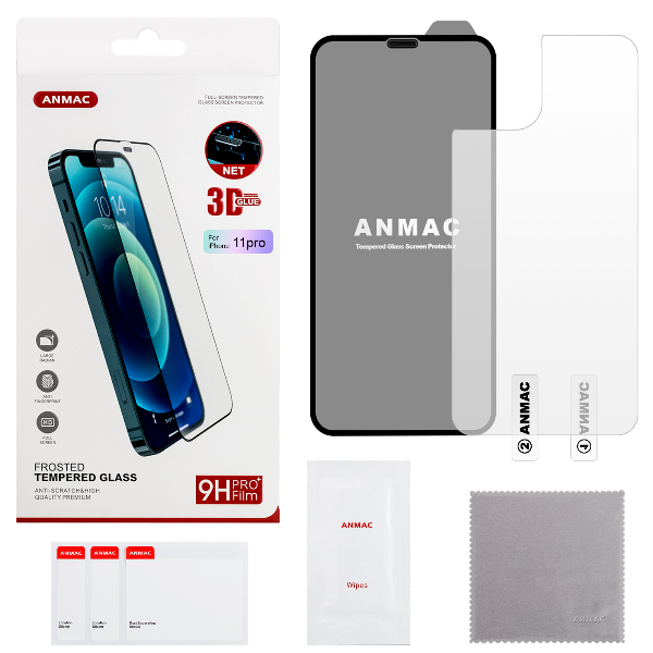 

Защитное стекло iPhone 11 Pro + пленка назад ANMAC 3D матовый с сеточкой