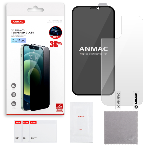 

Защитное стекло iPhone 11 Pro + пленка назад ANMAC 3D Privacy с сеточкой